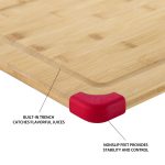 Farberware 12X18 inch Thick Bamboo Wood Cutting Board with Non-Slip Red Corners - Image 4