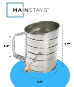 Mainstays Stainless Steel 3 Cup Flour Hand-Crank Sifter with Beechwood Handle Silver - Image 3